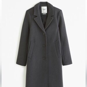 Abercrombie Jacket - Dark Grey Wool Blend Dad Coat / Long Trench Coat - XS